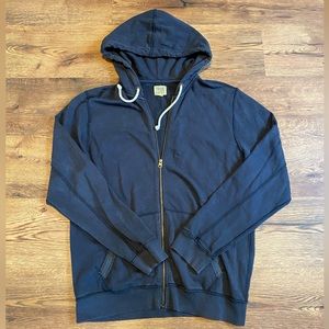 True Craft Black Grunge Zip Up Hoodie- Unisex Large